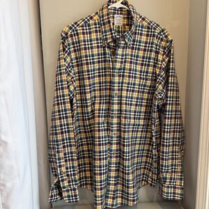 Brooks Brothers Men's Large Plaid Button Down Shirt 100% Cotton Ivy Academia